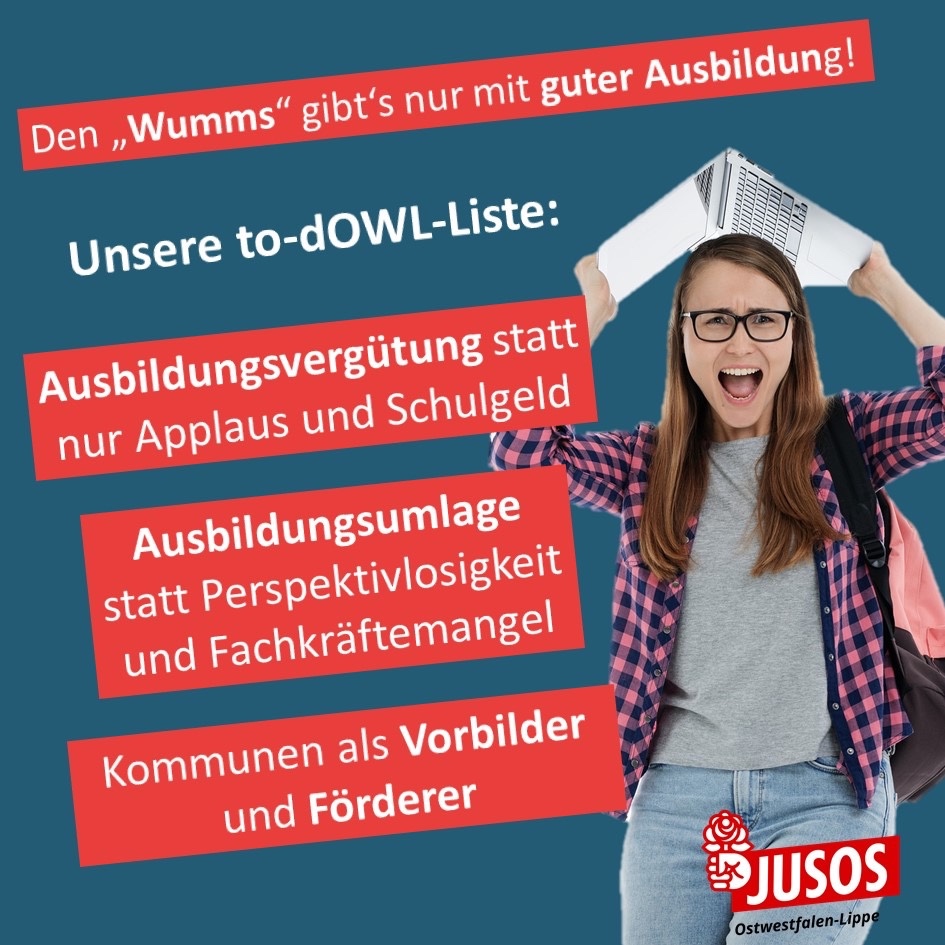 jusosowl's tweet photo. Für viele junge Menschen geht heute ihre erste Ausbildungswoche zu Ende und die allermeisten von ihnen werden schon viel erlebt und gelernt haben. Darüber, wie Ausbildung noch besser werden kann und noch mehr junge Menschen diese Chance ergreifen können, .... https://t.co/xdpiZSiQB4