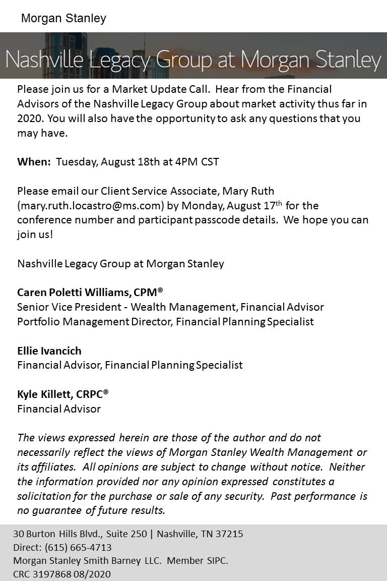 EllieIvancichMS's tweet image. Join us for a Market Update Call Tuesday, August 18th at 4PM CST! Please view the attached flyer for more information. #ClientCall #MarketUpdate