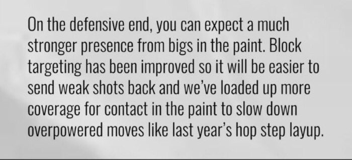 Paint defense has been improved for #NBA2K21. Looks like it will actually take skill this year.