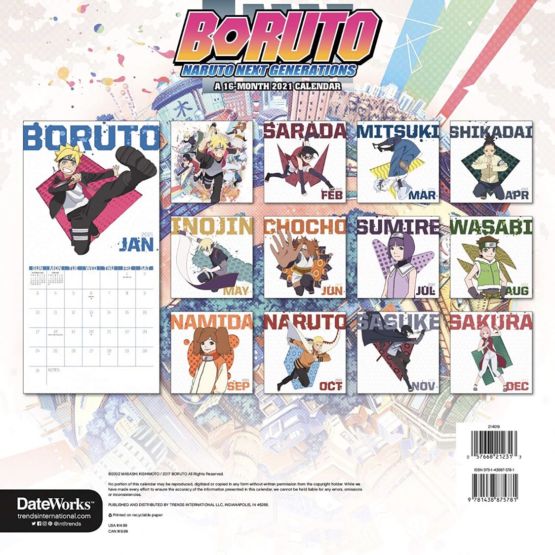 boruto calendar 2021 On Twitter Layout Of The Boruto 2021 Calendar boruto calendar 2021