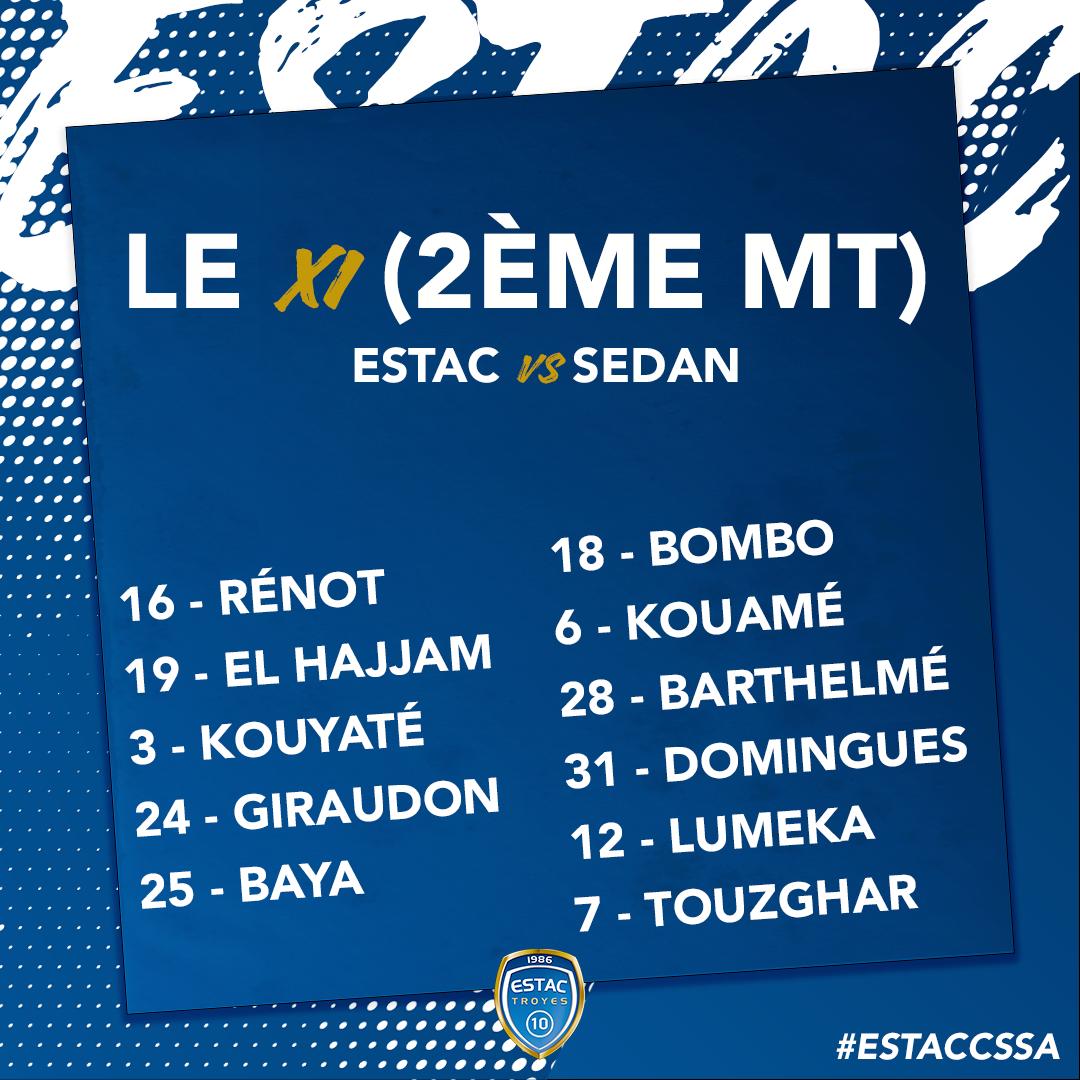 estac_officiel's tweet photo. ⏱️45' : Quelques changements sont à noter dans le composition de la seconde période #ESTACCSSA https://t.co/3Bh1V1TjBo