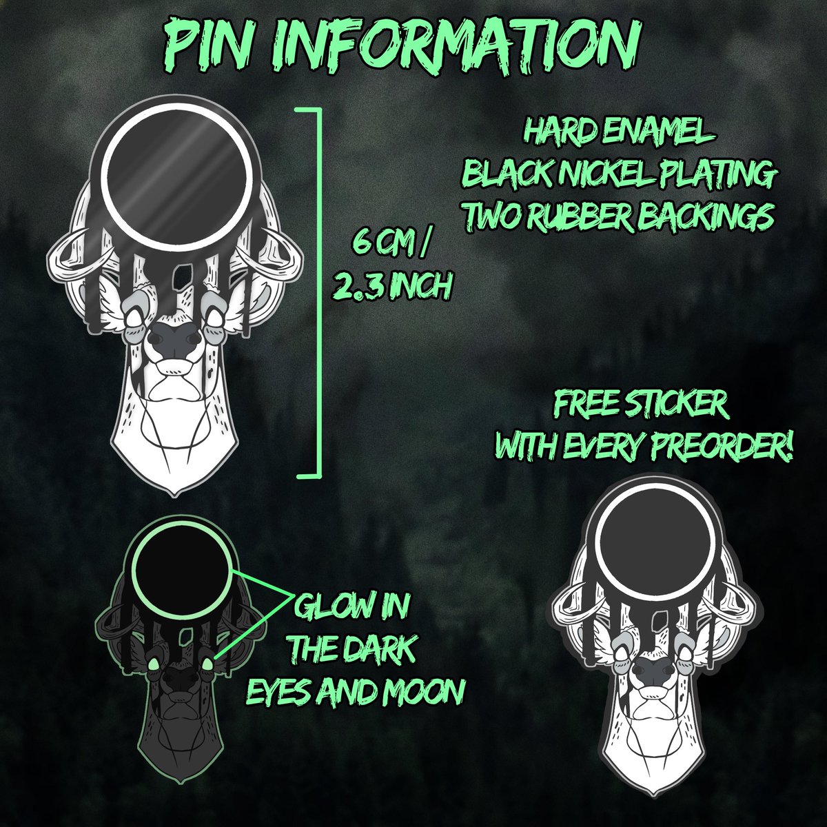 TOTAL ECLIPSE OF THE....STAG? 🦌🌑💫
🌟 Preorders OPEN!  🌟
These guys are 12$ each + FREE sticker!!
FREE SHIPPING TO CANADA!
Form can be found HERE: forms.gle/HZRMyurL8hRJHz…
[If you cannot buy, RTs are very much appreciated! Please help my small business stay alive! 🥺]