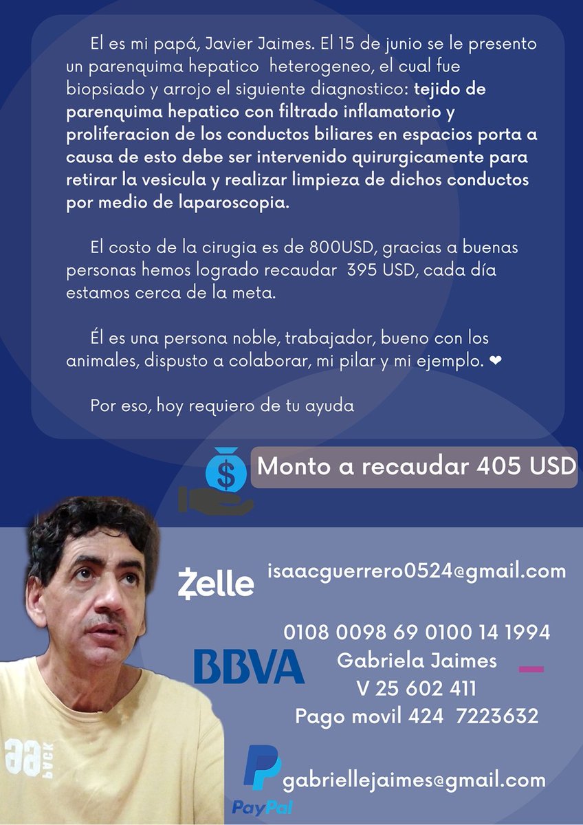 gabriellejaimes's tweet photo. Nos falta poco para lograr la cirugía de mi papá 🥺, si pueden ayudarme con un granito de arena o un RT se los agradeceré muchísimo ❤️ https://t.co/4bOSiQIahB