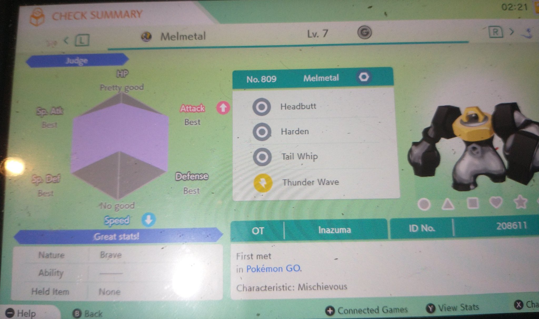 なんじゃっくん 久しぶりにピカブイとポケモンgo連携させて不思議な箱開け メルメタルをピカブイに送ってs0個体厳選からのポケモンホーム 剣盾に輸送 というちょっと面倒くさいことをしてました あとはlv100に上げてhpに王冠使えば理想個体の完成 なんじゃっくん 久しぶりにピカブイとポケモンgo連携させて不思議な箱開け メルメタルをピカブイに送ってs0個体厳選からのポケモンホーム 剣盾に輸送 というちょっと面倒くさいことをしてました あとはlv100に上げてhpに王冠使えば理想個体の完成