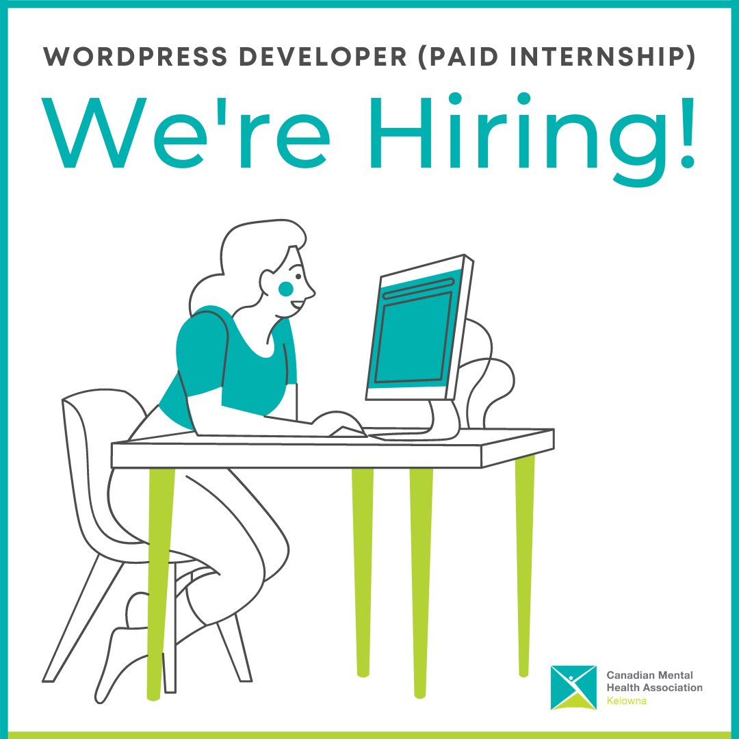 cmhakelowna's tweet photo. 💻 CMHA #Kelowna is #hiring a #WordpressDeveloper (Paid Internship)

DESCRIPTION
The #WordPress Developer is keen to use their coding and design skills to make a positive impact on the mental health of our community.

⭐ Full job description/apply: https://t.co/UpyLT8grNb https://t.co/kbRqRvQJXm