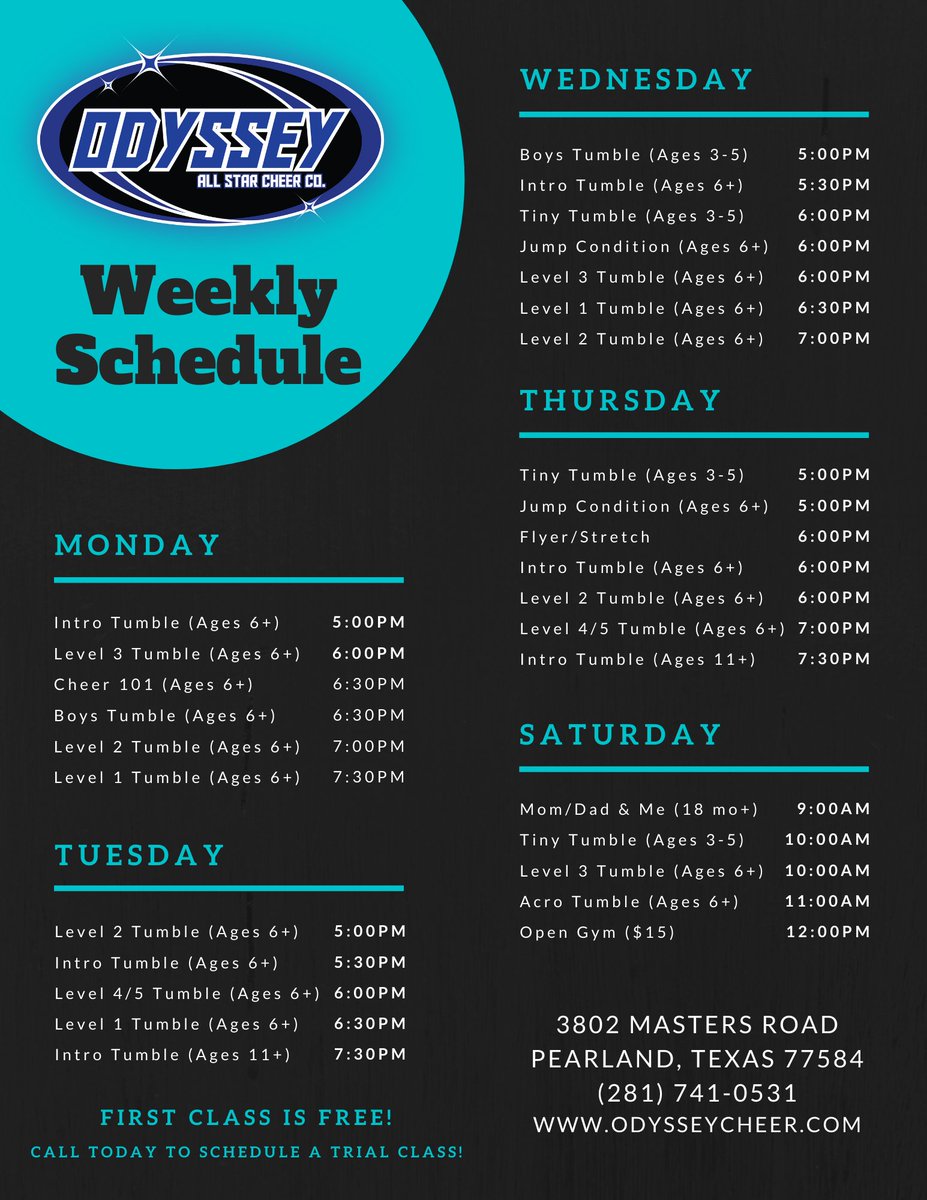 Check out what's happening this week at the OCC!  Call today to schedule a free trial class!