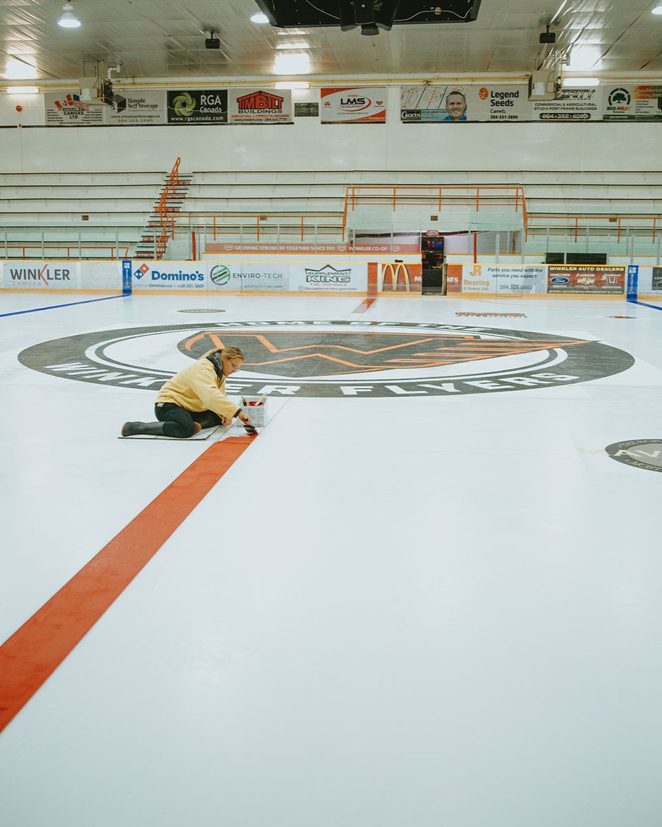 SteeltreeSigns's tweet image. Are you ready for hockey 🏒 season yet? 

We printed the @winklerflyers  logo on seven different strips of mesh banner to combine into one large piece in the Winkler Centenial Arena 😮

Fun fact: We also make all of the sound boards and rink boards in the arena!  🧊

#meshbanner