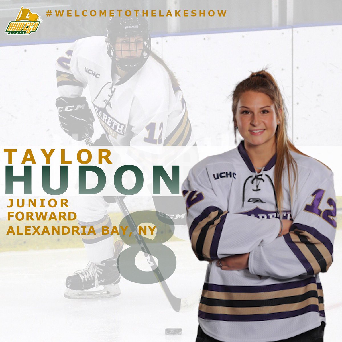 OswegoWHockey's tweet photo. Welcome to the Lake Show, junior forward Taylor Hudon⚓️

#WelcomeToTheLakeShow #RaiseTheFlag https://t.co/2Kve1H2qKs