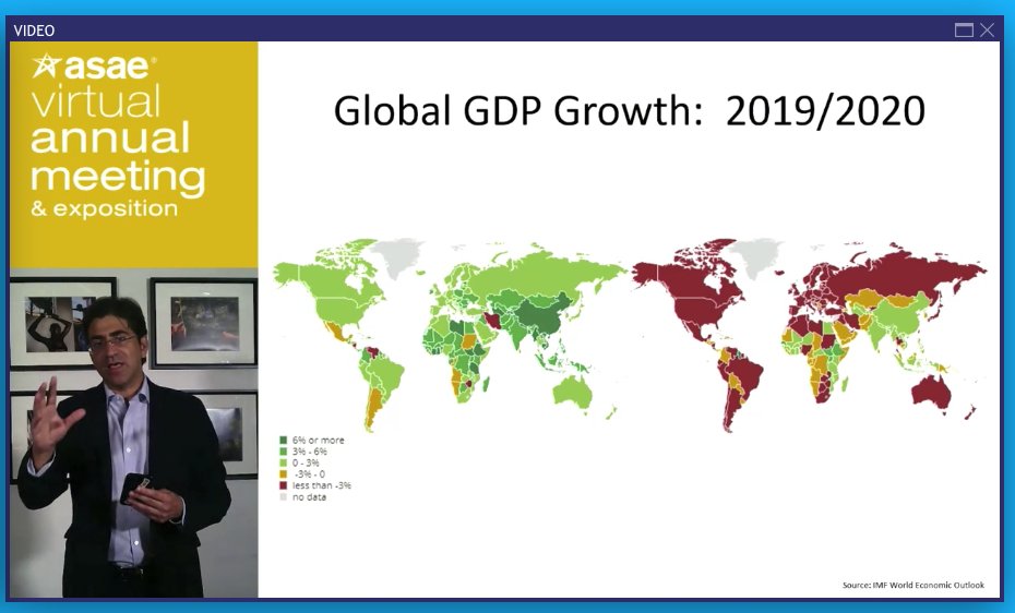 DanScheeler's tweet photo. Sobering - GDP growth in 2019 (left) vs 2020 (right) #asae20 https://t.co/zOiKkYhU9C