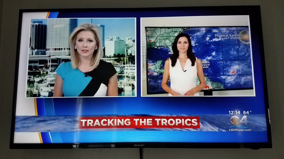 GessnerREAgent's tweet photo. #noon #newscast @KarliBarnett @LissetteCBS4  @CBSMiami #cbsmiami #weatherwatchers 😁☔ #weatherfromhome https://t.co/lUeljtghud