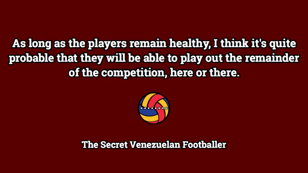 Q: For the Venezuelan teams still in the  @Libertadores, do you think they will be able to participate? #TSVF:  @CONMEBOL are offering many facilities, it's much more feasible. I would say it's almost a fact. 8/12