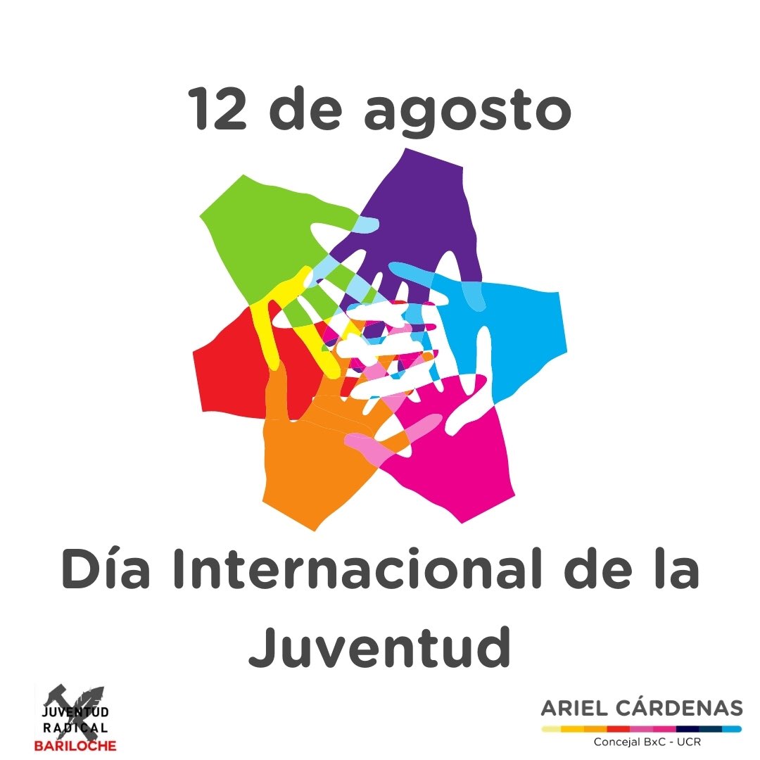 JRBarilocheRN's tweet photo. En 1999, la Asamblea General de las Naciones Unidas designó el 12 de agosto como el Día Internacional de la Juventud, siguiendo las recomendaciones de la Conferencia Mundial de Ministros de la Juventud (Lisboa, 1998). https://t.co/lDu4PVRKhP