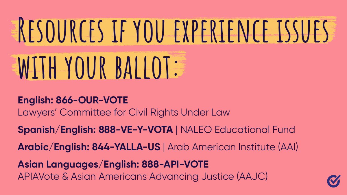 Voting by mail is going to be the best and safest way to vote this year, so get educated and check out these resources if you run into any issues. Follow  @WhenWeAllVote for more updates, and most importantly: vote, vote, VOTE! (7/7)