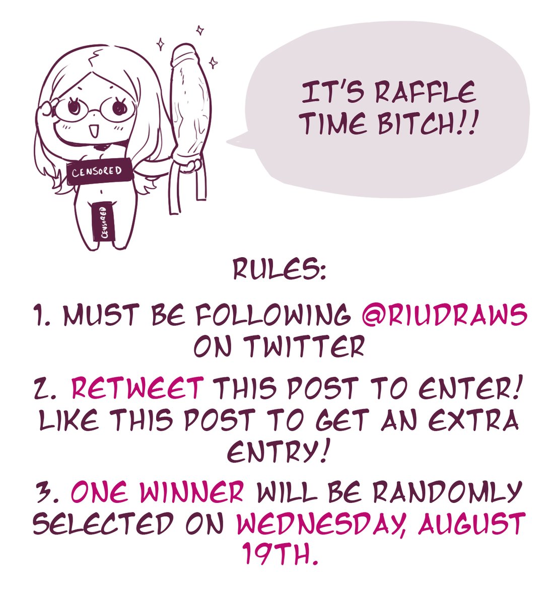 riudraws's tweet photo. Art Raffle!
Thank you for 100 followers!!! ❤️ Enter to win a fullbody lineart piece like the ones below~
#artraffle #nsfw #r18 https://t.co/wOhJPg2P1M