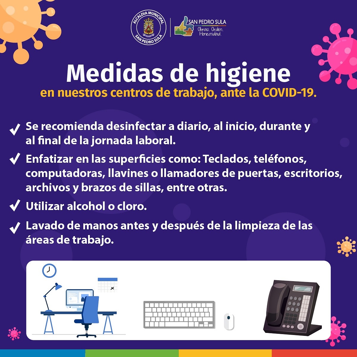 MuniSPS0501's tweet photo. Al regresar a nuestros centros de trabajo es importante aplicar las medidas esenciales de higiene y distanciamiento social antes, durante y después de la jornada laboral para evitar la propagación de la #COVID19.
Aquí algunas recomendaciones. ⬇️
#TodoVaAEstarBien https://t.co/cNnsPZBy9O