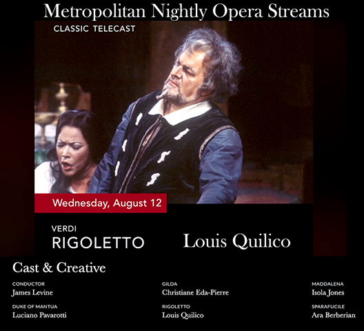 Revue L'Opéra (@revuelopera) on Twitter photo 19h30 ce soir : le baryton Louis Quilico est #Rigoletto (#Verdi), dans le cadre des diffusions quotidiennes du <a href="/MetOpera/">Metropolitan Opera</a>. Disponible ensuite pour 24 heures. Pour visionner : metopera.org.
#musique #musiqueclassique #VivaVerdi #MetOpera #italianopera #culture #Québec 19h30 ce soir : le baryton Louis Quilico est #Rigoletto (#Verdi), dans le cadre des diffusions quotidiennes du <a href="/MetOpera/">Metropolitan Opera</a>. Disponible ensuite pour 24 heures. Pour visionner : metopera.org.
#musique #musiqueclassique #VivaVerdi #MetOpera #italianopera #culture #Québec