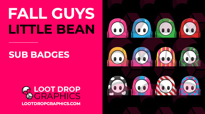 lootdropgraphic's tweet photo. We thought it was about time to bring you some new subscriber badges and why not start with Fall Guys!

Ready to download and add to your stream now!

Grab these cute little beans: https://t.co/cWMMbpTdh7 https://t.co/YxaNQ4QmyP