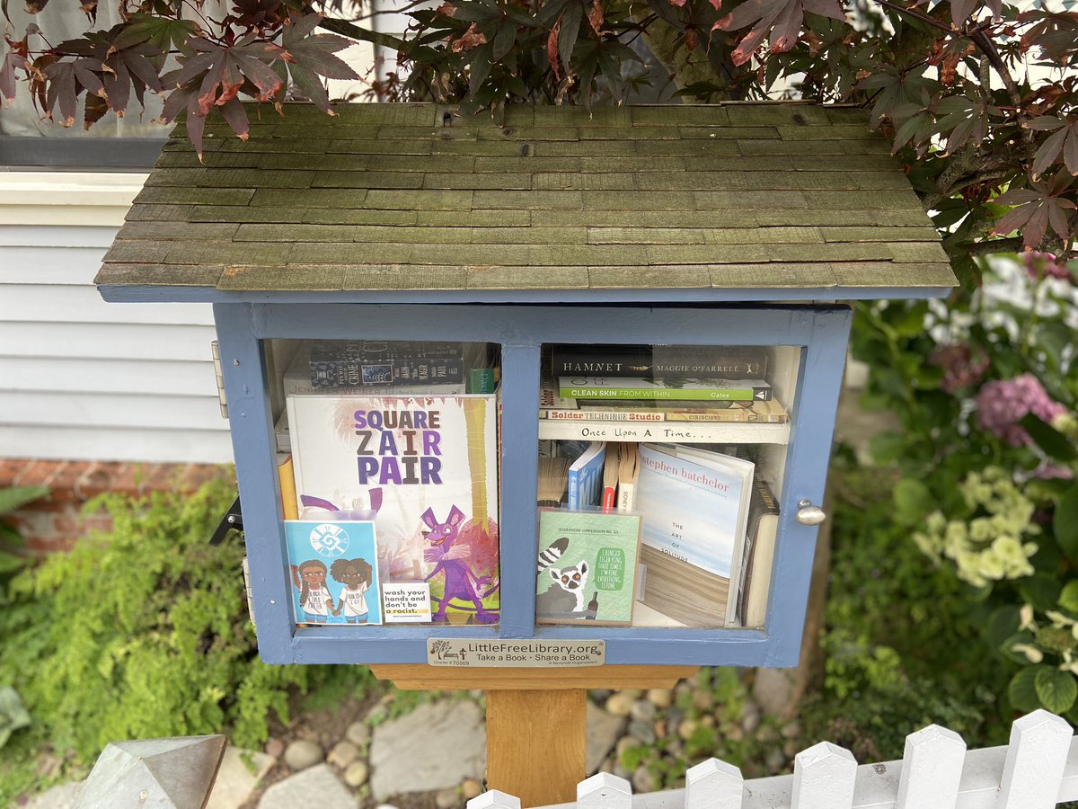 Found this cute little free library in Noe Valley yesterday and decided to donate a copy of Square Zair Pair to it this morning. 📚 Hope it brings some smiles to a few kids in the neighborhood. 😄 #childrensbooks #littlefreelibrary #squarezairpair #weneeddiversebooks
