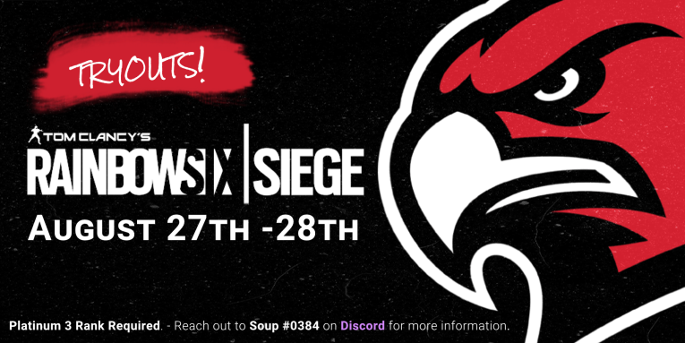 RedhawksGG's tweet photo. With that being said we would like to announce our first set of tryouts for our Rainbow Six Siege Team! PLEASE submit this Google Form: https://t.co/qJrkP9TLhr and for more information join the Discord: https://t.co/bwmyxdqNAM https://t.co/Doz4MNfDzz