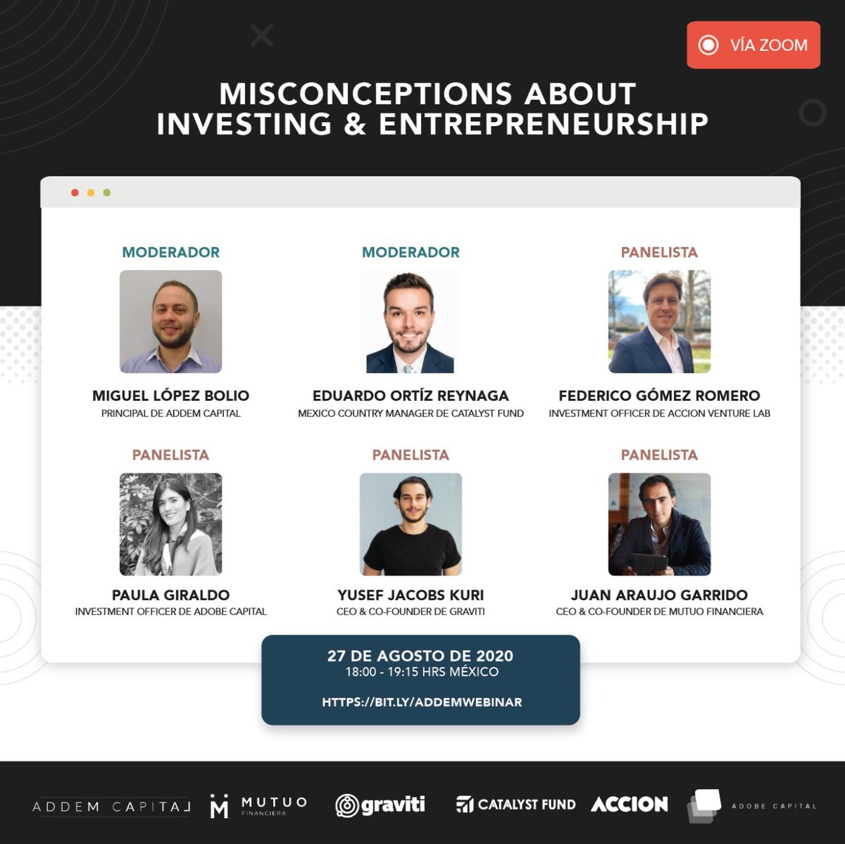AddemCapital's tweet photo. En Addem Capital creemos que la falta de comunicación sigue limitando el progreso del sector financiero. Únete a plantear y discutir algunos de los misconceptions más comunes acerca de invertir y emprender en LATAM. Regístrate gratis en: https://t.co/0sfqR10FWY https://t.co/C7ZXwbR5jw
