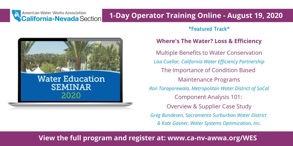 CANVAWWA's tweet image. 1 WEEK AWAY! #CANVWES Featured Track! See the complete list of sessions and register at ca-nv-awwa.org/WES. #watereducation #wateroperators #wateroperator #wateroperatortraining