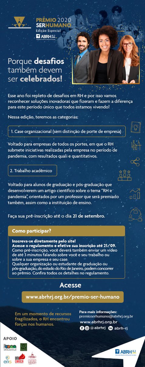 angeloperes's tweet photo. PRÊMIO SER HUMANO - ABRH RIO 2020. https://t.co/dFKbuAQFcK