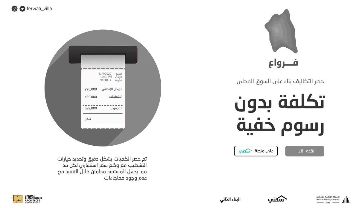 تحتوي حزمة الخدمات الهندسية "لفرواع" على قائمة استرشادية تشرح الكميات واسعار يمكن للعميل تحديثها خلال رحلة البناء ليبقى على اطلاع بمجمل التكاليف النهائية دون مفاجأت غير محسوبة