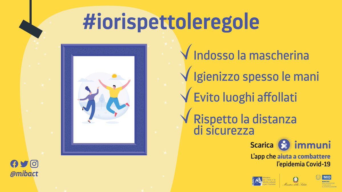 Non disperdere i grandi sforzi fatti finora. In questa #estateitaliana vivi il tuo #viaggioinitalia in modo consapevole e rispetta tutte le norme di sicurezza. #iorispettoleregole #MiBACT