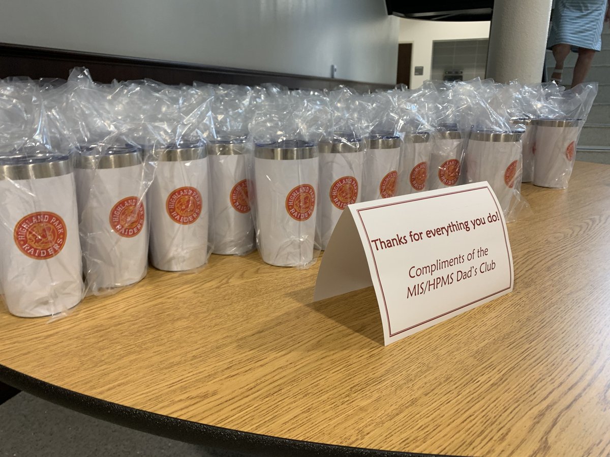 Thank you MIS/HPMS Dad’s club for the tumbler gifts this morning. Thank you for your generosity and support of our staff!