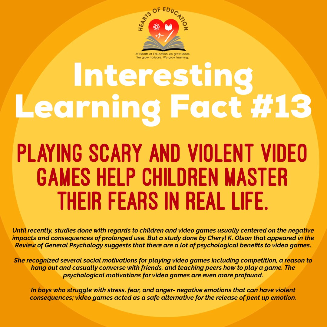 EducationHearts's tweet photo. Scary and Violent Video Games
Don't Underestimate the POSITIVE Influences of Scary/Violent Video Games
-
-
Hearts of Education
A Bridge to Academic Excellence
#educationboss #academicexcellence #growthanddevelopment #heartsofeducation #zoneofproximitygrowth #videogames https://t.co/hbJ1Wrq2OK