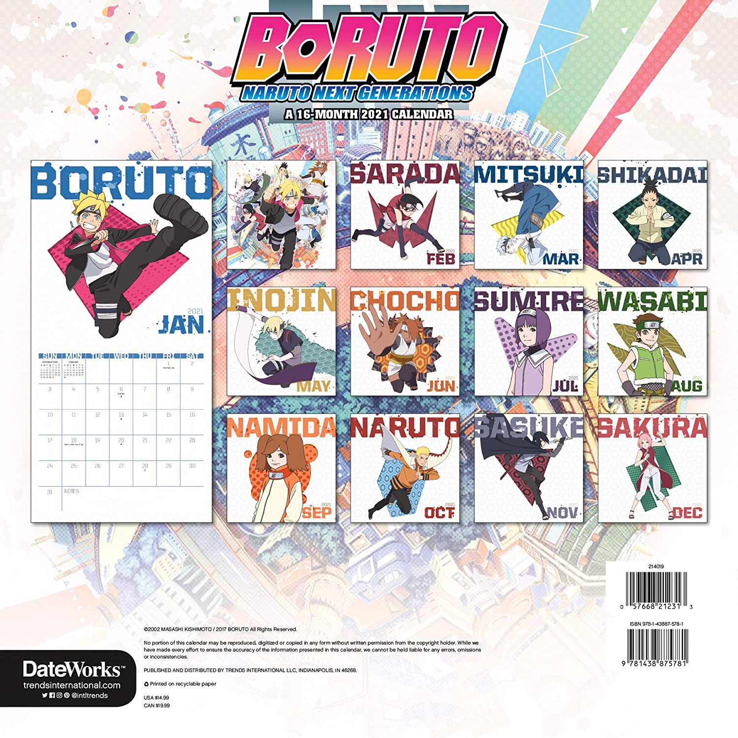 Calendário Boruto: Naruto Next Generations de Dezembro 2018