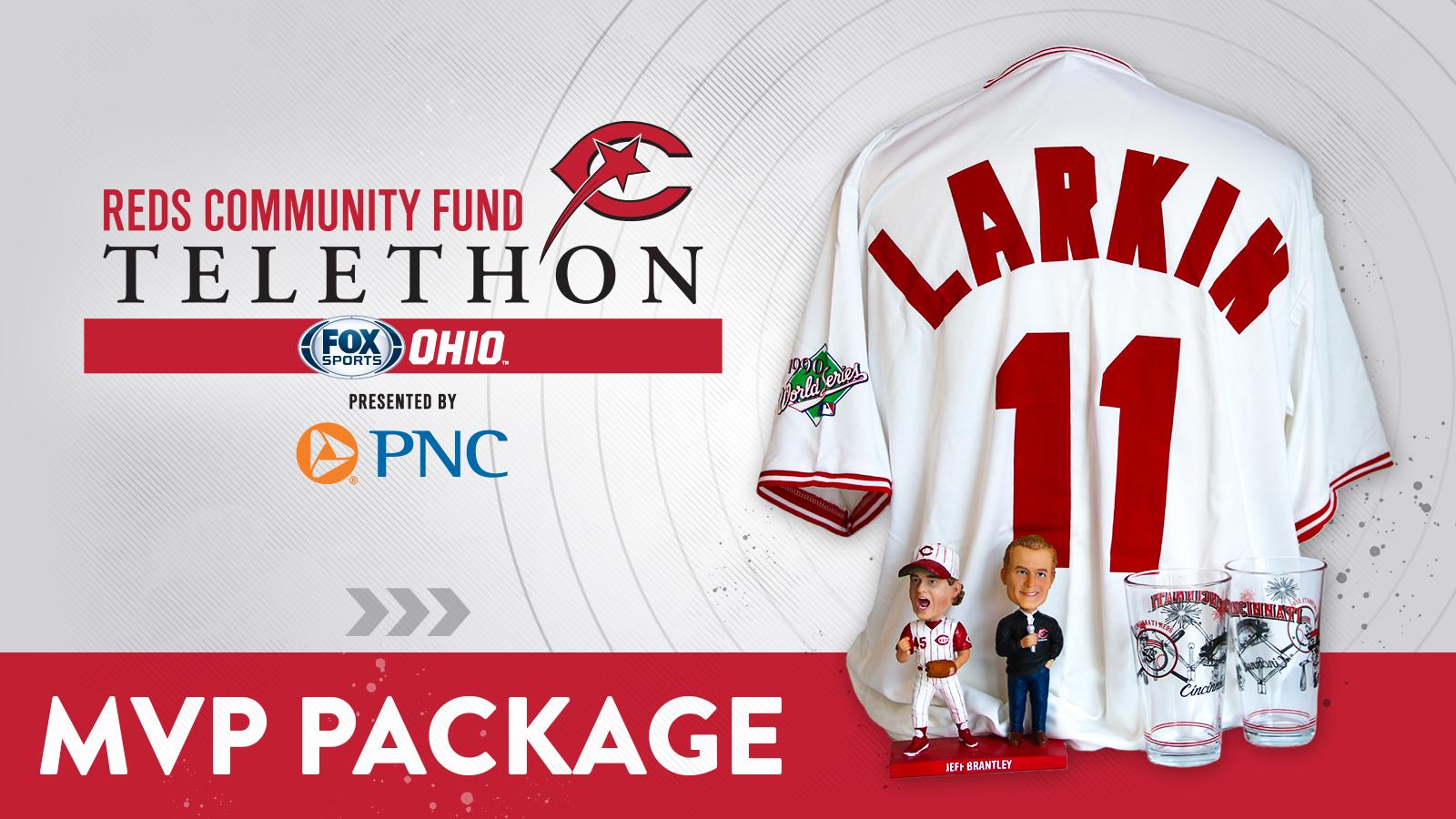 Cincinnati Reds on X: Make a donation of $100 or more to tonight's  @RedsCommunity Fund Telethon on FOX Sports Ohio to receive your MVP package  featuring a replica Barry Larkin 1990 World