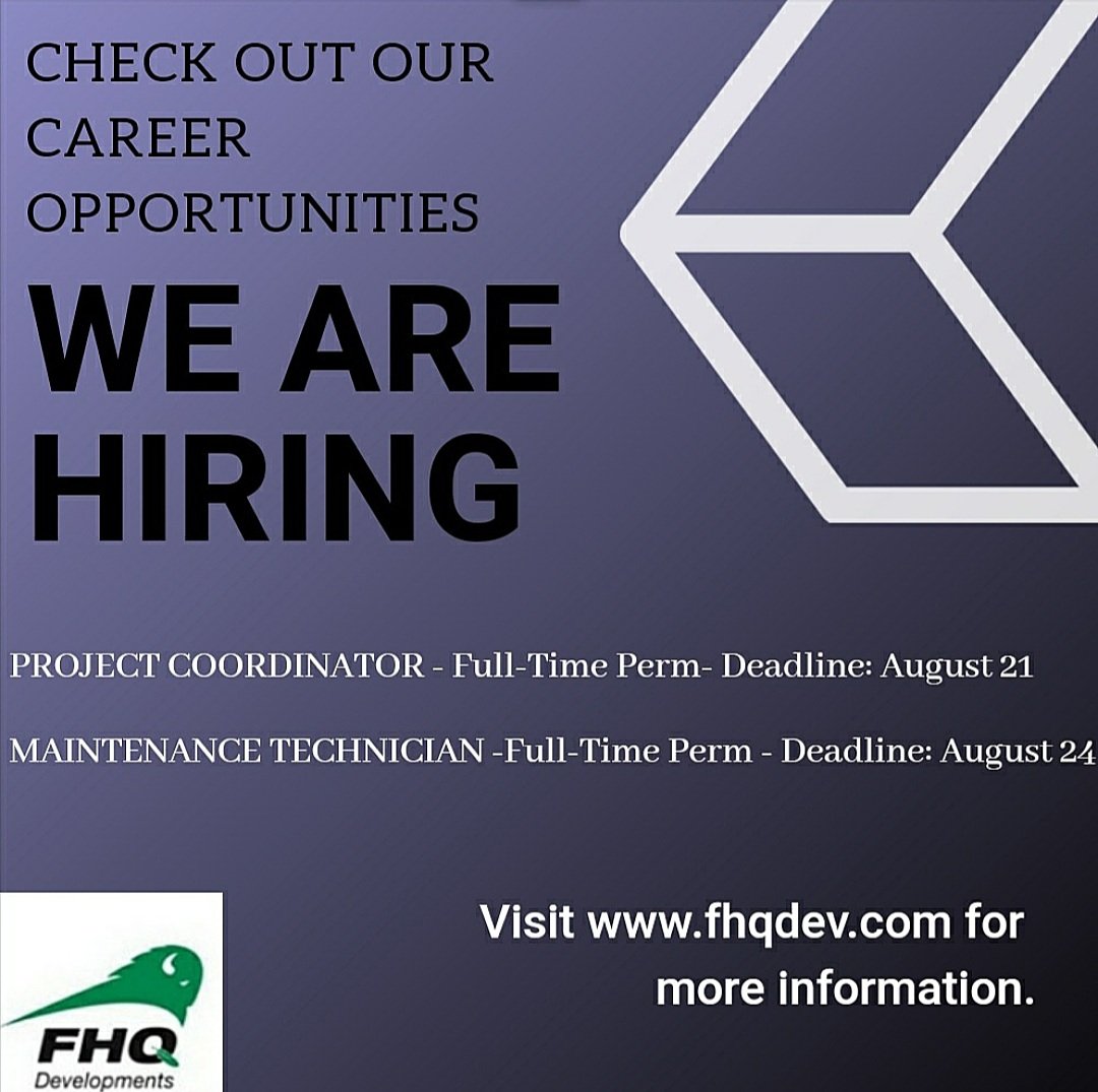 FHQDev's tweet image. Our Tokata HR Solutions team is currently hiring for a Project Coordinator and a  Maintenance Tech. for our clients.

Apply online in our careers opportunities page: fhqdev.com 

#TokataHRSolutions #FHQDEV #applyonline #IndigenousProfessionals #wednesday