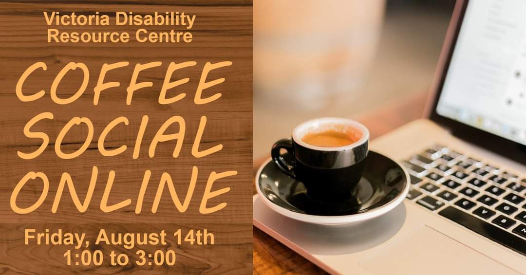 DRCVictoria's tweet photo. The VDRC will be hosting another Coffee Social Online this Friday, August 14th, from 1:00 to 3:00! Check out the link below for more details!
https://t.co/8fHZaXp9o3
#victoriadisabilityresourcecentre #vdrc #personswithdisabilities #victoria #yyj #coffeesocial https://t.co/PpWqRA4E0H