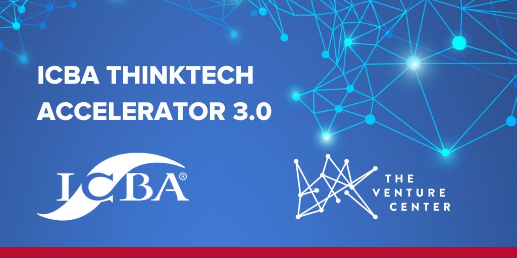 ICBA's tweet image. ICBA seeks fintechs with a passion for community bank innovation for our annual  #ICBAThinkTECH Accelerator program. Learn more and apply➡️ hubs.ly/H0tzbqw0 #innovation #communitybanks @VentureCenter