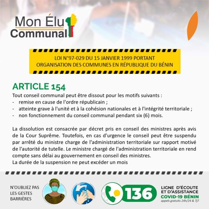 HOUEDANOURegina's tweet photo. Qui peut gérer les affaires courantes de la mairie en cas de dissolution ou de démission de tous le membres du conseil communal ?
#MonEluCommunal #NIMD @wasexo @ab_benin @villeAvrankou @LaTeam_229 @WeAreNIMD @Benin_retweet @229robot @ancbenin @MouvementNTC https://t.co/ucS77xK9Nr