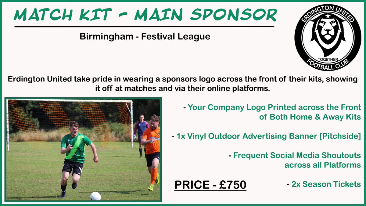 CommerciallyU's tweet photo. @ErdingtonU are in search of a Front of Kit Sponsor 👀 
Great for those wishing to promote locally around the #WestMidlands 👍🏼
DM if interested.

#Birmingham #birminghampromotion #localadvertising #footballpress https://t.co/KoWn1T7Fs0