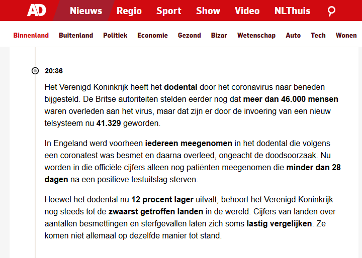 JeannetteWezen1's tweet photo. Wanneer gaat nederland een HER telling doen? in Engeland 5000 doden minder door foute telling.. #IRVM #hugodejonge https://t.co/R6E2D4Z8yT