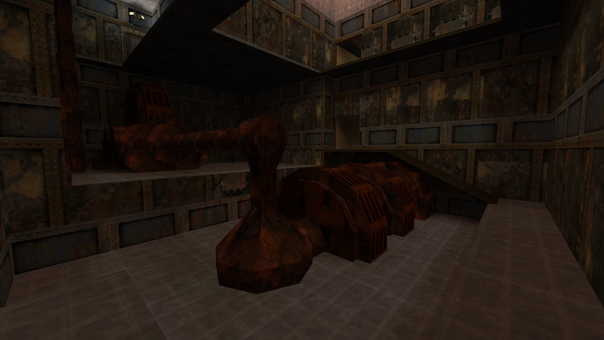 With_Freeman's tweet photo. The Ichthyosaur's pool with all the water removed. The bottom part of the room has a pair of generators/turbines and also has some stairs and ramps.
#hl #hl1 #halflife #halflife1 #goldsrc #goldsource #RetroGames https://t.co/tszJyKA5PS
