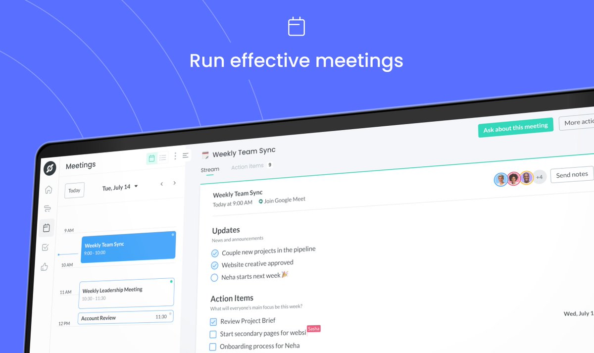 FellowAInotes's tweet photo. Meetings being booked without a purpose or going completely off-topic?
Fellow 2.0 transforms meetings into productive work sessions you’ll want to attend.
Check out our @ProductHunt launch and join the conversation 👇
https://t.co/KEup8NVBQL
#Fellow20 https://t.co/d9vAc5OnIN
