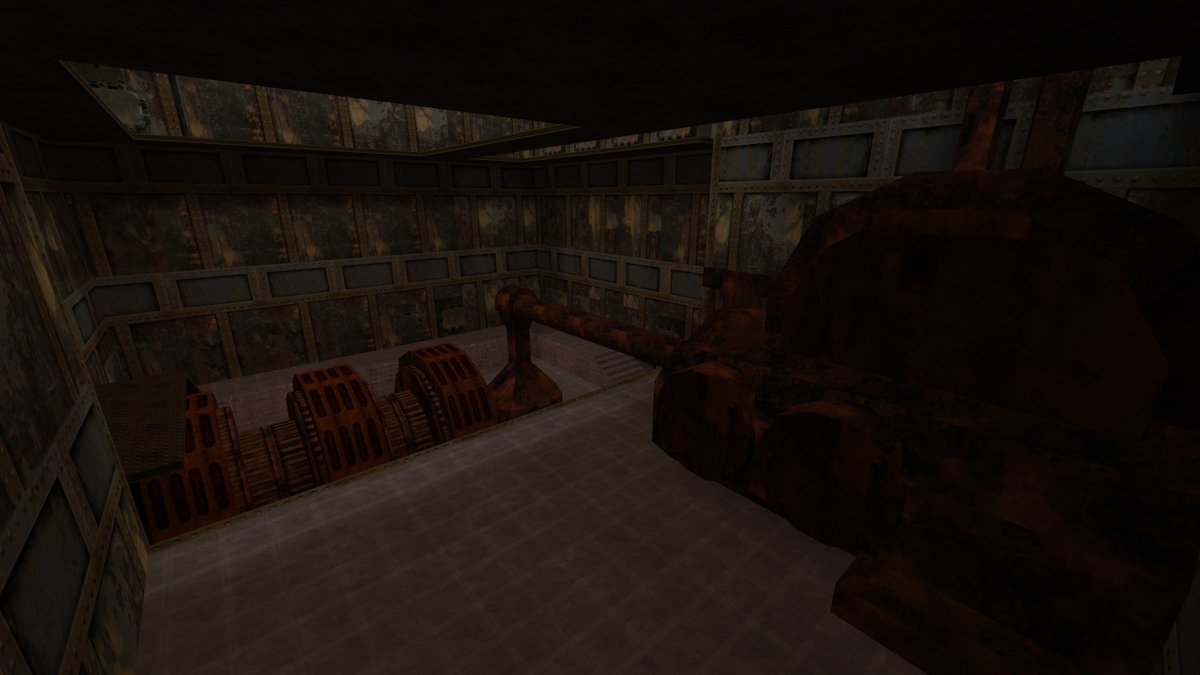 With_Freeman's tweet photo. The Ichthyosaur's pool with all the water removed. The bottom part of the room has a pair of generators/turbines and also has some stairs and ramps.
#hl #hl1 #halflife #halflife1 #goldsrc #goldsource #RetroGames https://t.co/tszJyKA5PS