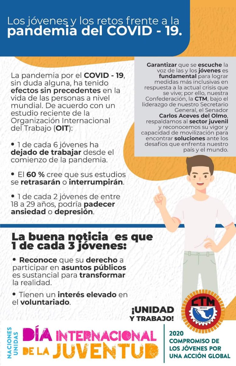 12 de Agosto, #DiadelaJuventud.
"Podemos ser la generación que alcanzó la meta para mejorar las condiciones de oportunidades de trabajo y decisiones de las futuras generaciones."
Un año diferente pero con el mismo potencial #MesFOOJ <a href="/leobardosoto/">Leobardo Soto</a> <a href="/SoyAlexSaavedra/">Alejandro Saavedra</a>