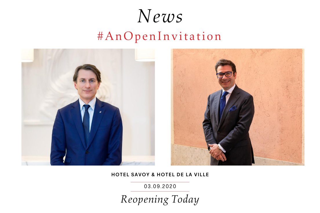 RF_Hotels's tweet photo. #AnOpenInvitation
The Italian family of Rocco Forte is officially reunited in its entirety. After a long pause, Hotel de la Ville and Hotel Savoy are back once again, ready to broaden your horizons. See you soon.
@delavillerome @SavoyFirenze #reopening #ReopeningTogether https://t.co/pCfbffvvOm