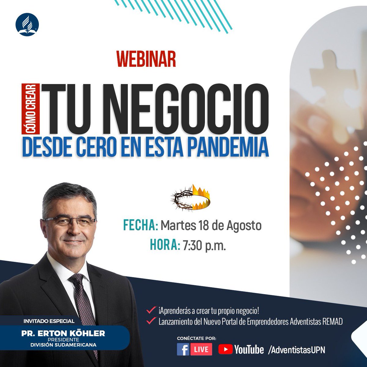 Prwilsoncabrera's tweet photo. Cada dificultad es una oportunidad para aprender y emprender. Separa en tu agenda un momento especial para participar del WEBINAR "Tu Negocio desde Cero en esta Pandemia". Te esperamos. https://t.co/nDbsb2nptb