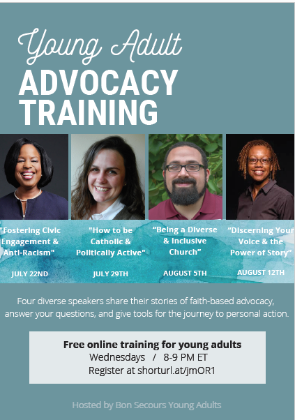 BaltCatholic's tweet photo. It's not too late to register for tonight's final Advocacy Training. We are joined by Dr. timone davis international storyteller, professor at Loyola University Chicago, and advocate for ministry with young adults. We hope you will join us! Register now: https://t.co/eVeeHlnvS3 https://t.co/ZZlxCP5Mpc