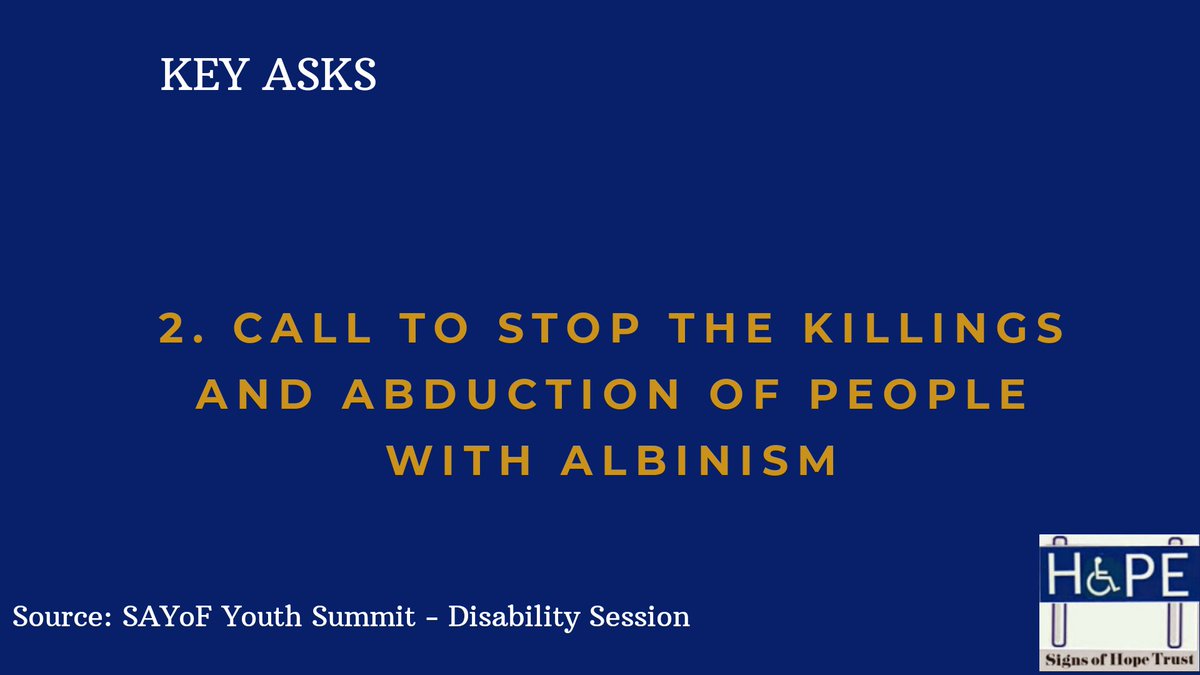 signsofhopezim's tweet photo. #Keyasks #SADCYouthForum
2. Call to stop the killings and abduction of people with Albinism
@MyVAtNE @AlbinismAfrica @kuliroberts @vambeian1 @Lovemorechidemo @OurVoicesZw @HI_UK @AuDisability https://t.co/nThDdXi603