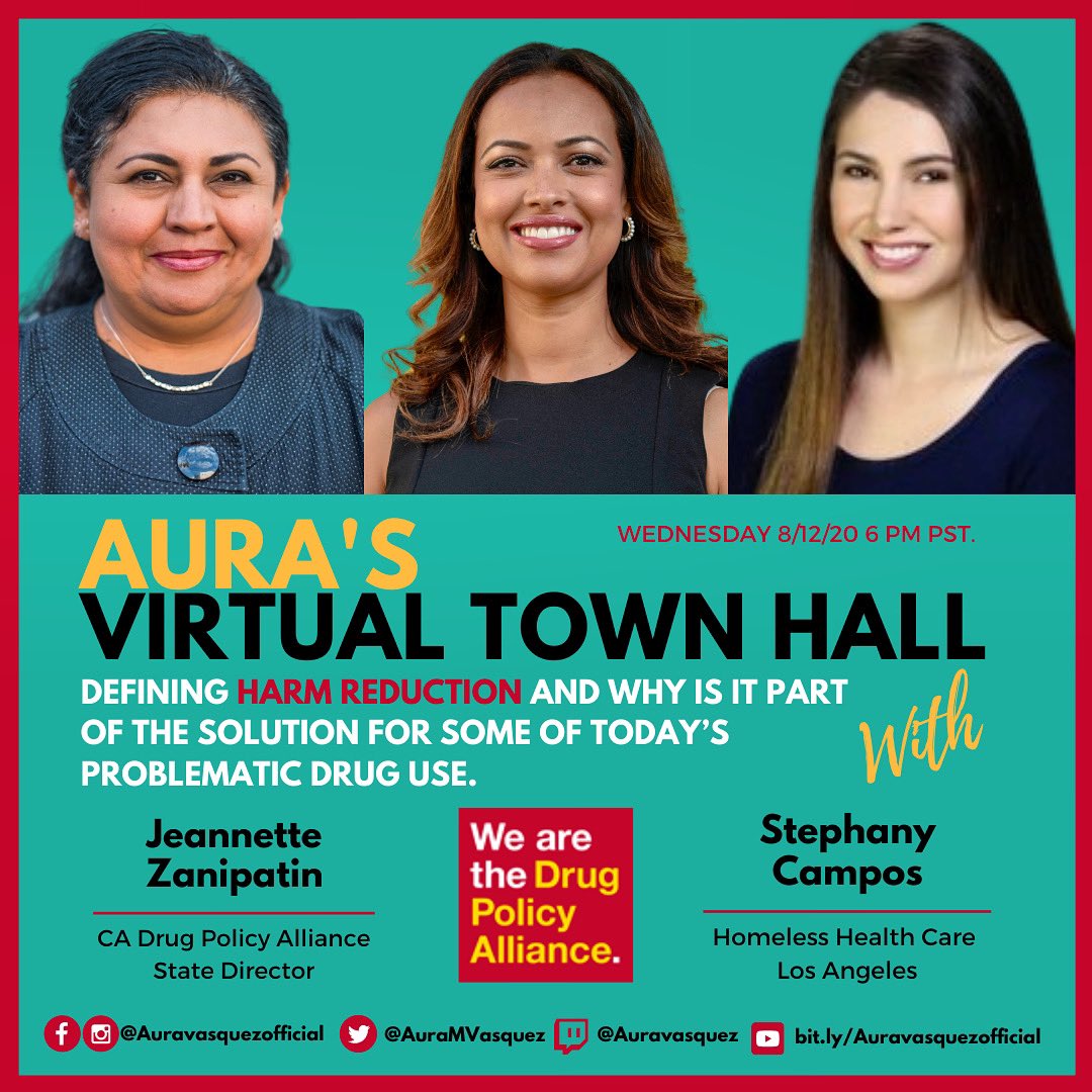 Auramvasquez's tweet photo. Happening Tonight! A convo about #harmreduction and how it affects our unsheltered community with @DrugPolicyOrg & @TheHHCLA. Tune in at 6 pm PST. Here and in any of my social media channels. #womenpanel https://t.co/TZv4xPGB04