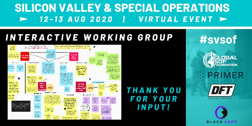 GlobalSOF's tweet photo. We just had a great interactive working group during our inaugural "Silicon Valley + Special Operations" virtual event. We might not be able to brainstorm together in person, but we made it work virtually. #svsof #adapt #SOF https://t.co/zH8l6WkDp8