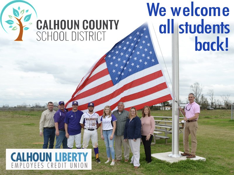 CalhounLiberty_'s tweet photo. Everyone at Calhoun Liberty Employees Credit Union says “Welcome Back” to all of Calhoun County students. We at CLECU are BIG supporters — as seen here when we donated a 40-foot flag pole to the Altha School Baseball/Softball complex earlier this year. Have a great year! https://t.co/M7yFoVolDe