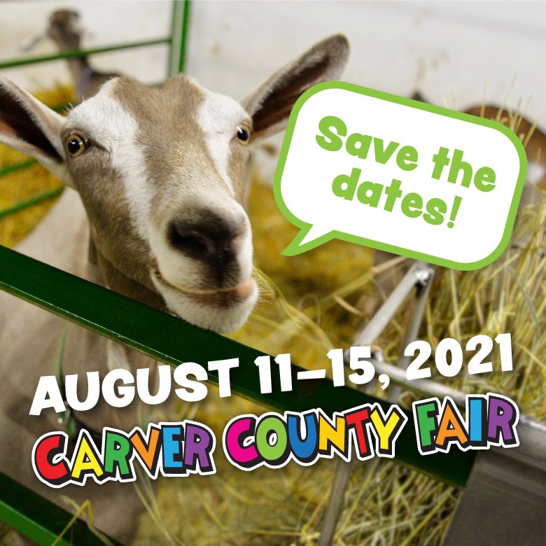 CarverCoFair's tweet photo. It just won’t be the same without the Fair this year – we will miss you all! We look forward to better days ahead when we can gather safely and continue to celebrate all that is great about Carver County. Stay safe and save the dates for next year’s Fair – August 11–15, 2021! https://t.co/axxDMPaxlk